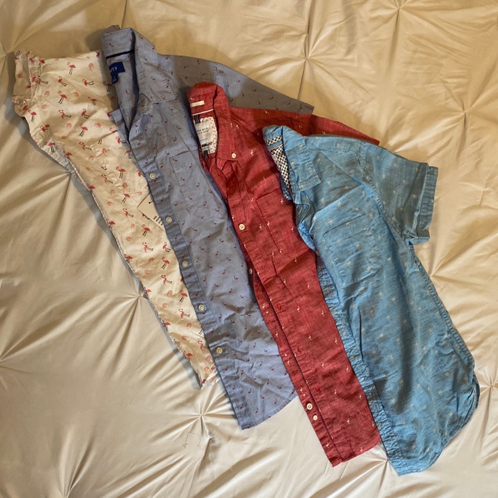 Bundle of Mens Short Sleeve Button-Up: JCrew, APT 6, Cactus Man